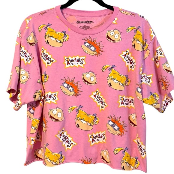 Nickelodeon Tops - Nickelodeon Rugrats Pink Graphic Tee XL Angelica Chuckie Tommy All Over Print